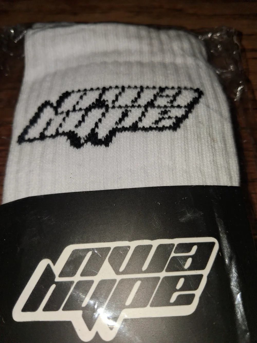 Hype White Crew Athletic Socks with Black Logo